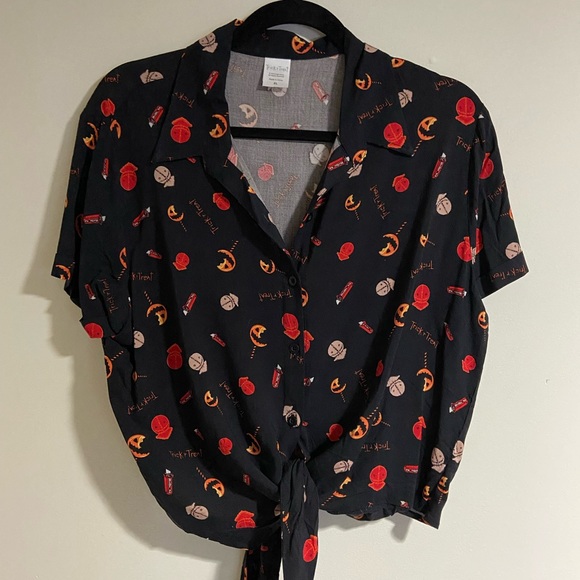 Cropped Crop Top Trick ‘r Treat Halloween XL + Tote Bag - Picture 2 of 9